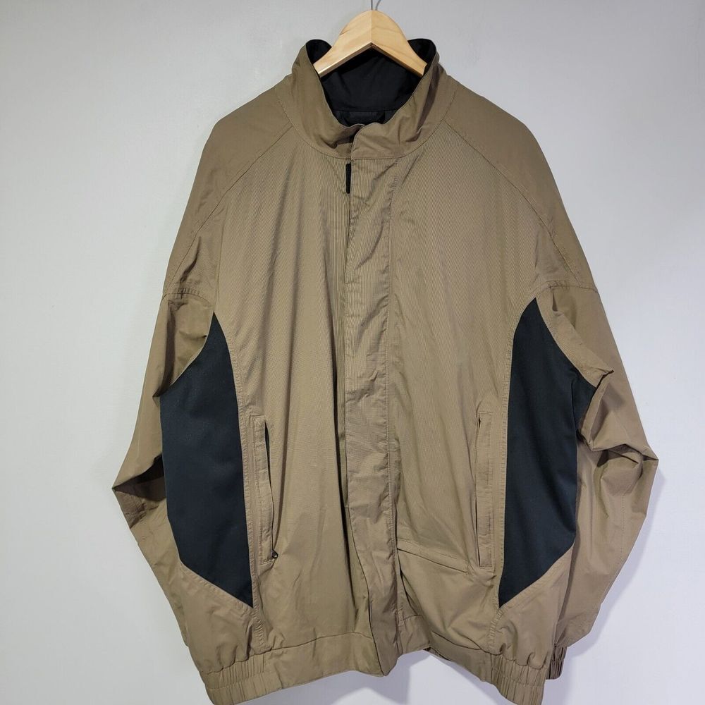 FootJoy DryJoys Tan Black Full Zip Windbreaker Jacket Mens Size XL Golf Outdoors